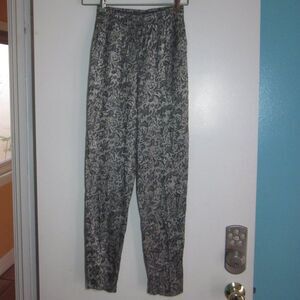Judy Knapp Vintage Pants Sz S Silver Brocade Pull On Dressy High Rise Trousers